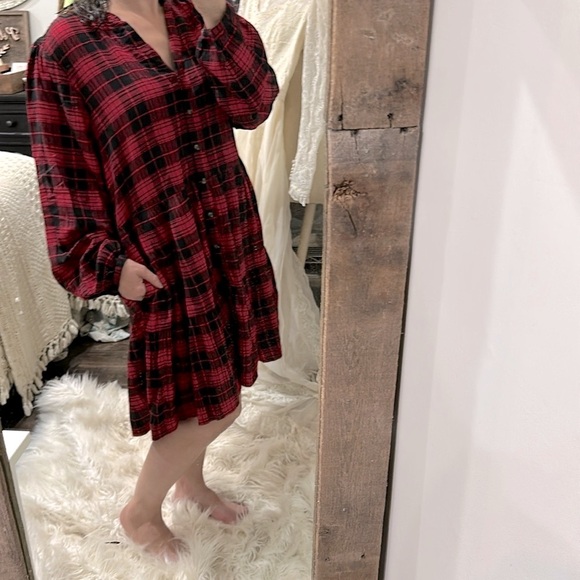 Time and Tru red and black plaid dress size XLarge - Picture 5 of 8